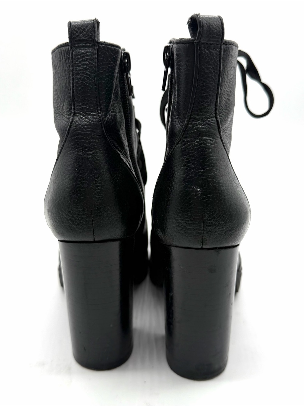 Steve Madden Women’s Size 8 Laurie Womens Black Leather Lace Up Chunky Boots - Picture 6 of 12